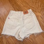 BDG Urban Outfitters Womens Ivory Drawstring Jean Shorts S-S Distressed Hem Photo 1