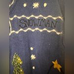Quacker Factory Blue Knit Holiday Christmas Snowman Cardigan Size XL Photo 6