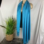 Pashmina  Blue Fringe Trim Rectangular Thin knit Scarve Scarf Photo 1