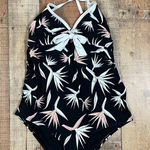 Sea Angel  Medium Retro Floral Tropical Pastel V Neck Swimsuit 50’s Photo 0