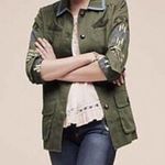 Anthropologie Embroidered Field Shirt Jacket size S Army Green Long Sleeve Photo 2