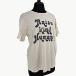 Blank Paige NWT  "Raise Kind Humans” Graphic Short Sleeve Tee | Medium | Ivory Photo 7