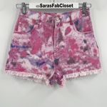 Isabel Marant  Etoile‎ Lesia Tie Dye High Rise Denim Shorts Mulberry Size Small Photo 2