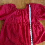 Old Navy  Cardinal Red Puff Sleeve Babydoll Peplum Top, Size M Photo 2