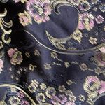Millau LF Y2k Satin Asian Oriental Black GoldPink Floral Plunging neck NYE Dress Photo 4