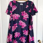 Show Me Your Mumu SMYM • Kylie Mini Dress swing floral chiffon Midnight Rocky Rose navy blue pink Photo 0