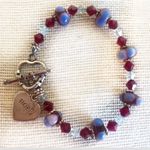 Silver bracelet w/ Swarovski and lamp work beads Photo 0