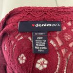 Denim 24/7 Cottagecore Crochet Cardigan Sweater Women 28W Burgundy Boho Festival Red Photo 7