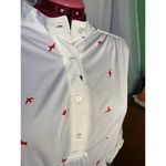 Shirt dress 1970s nautical birds sail boat white red blue Size XL Photo 4