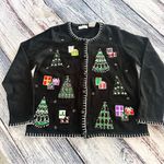 White Stag Vintage  Beaded Black Festive Cardigan Sweater Photo 3