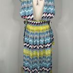 Gorgeous America and Beyond Chevron Pattern Beach Bathing Suit Coverup Dress Blue Size L Photo 8
