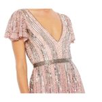 Mac Duggal 5444 Striped V Neck Striped Beaded Sequin Gown 16 NEW Photo 8