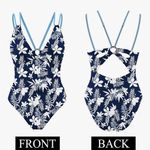 NWT! 🌊 AI'MAGE One Piece floral Swimsuit V neck. Size L Blue Size L Photo 1