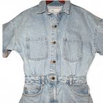 ZARA  Denim Short Sleeve Button Up Romper Photo 8