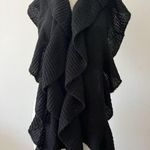 Vintage Renoma Paris Back Ruffled Infinity Long Knit Scarf Cape Vest Black Photo 1