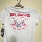 True Religion  Women Tropical Denim neck tee Sz‎ large True Logo V Tee white Photo 6