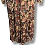 Vintage 90s Brown Dark Floral Long Sleeve Rayon Maxi Dress 10 Autumn Romantic Photo 3