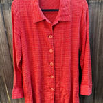 Flax  100% Linen Long Heathered Orange Jacket With Pockets Small EUC Photo 0