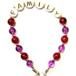 Handmade "FAMILY" berry colored bracelet 8.5" Red Photo 0