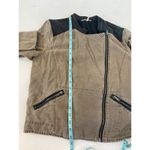 Free People Linen Faux Leather Moto Jacket Zipper Snaps Sz 12 Black Tan Women’s Photo 12