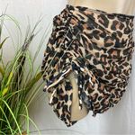 Sheer Animal Print Sheer Side Ruched Swim Suit Cover Up Mini Skirt 1X Brown Photo 2