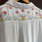Paparazzi | Light Blue Floral Embroidered Popover Blouse | Medium Photo 7