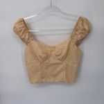 SheIn Milkmaid Country Cottagecore Crop Top XS Yellow Polyester Floral Print Photo 2