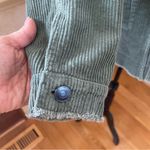 ZARA Womens Shacket Sz M Olive Green Corduroy Shirt Jacket Raw Hem Oversized Photo 8