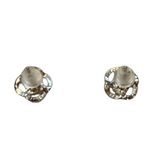 Silver Floral CZ Stone Stud Earrings Photo 3