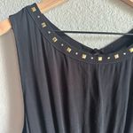 Forever 21 🖤F21 Gold Stud Black High Neck Tie Waist Romper Photo 1