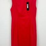 Donna Karan  Sheath Dress Knee Length Sleeveless Crepe Red Classic US 10 NWT Photo 1