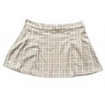 Divided NEW H&M  Mini Skirt Medium Beige Tan Plain Check Flare Box Pleats Stretch Photo 1