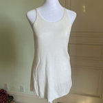 Scoop Neck Knit Sweater Tank Top Tunic in White Size Large Photo 3