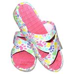 Unbranded white slip on sandals with colorful paw print design! Size 7 Photo 0