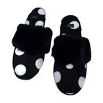 PINK - Victoria's Secret Victoria's Secret Womens Black White Polka Dot Satin Slippers Size S (5-6) Photo 2