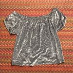 Hollister 🔥 OFF THE SHOULDER GREY VELVET DAMASK BLOUSE Photo 0