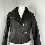 Baccini  Black Leather Jacket with Shearling Collar Photo 2