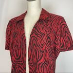 Vintage African Savanna Jacket Short Sleeve Open Shirt Animal Print Red Black Size 12P Photo 4