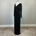 Ralph Lauren  Women's Formal Dress Size 8 Black Sequined Long Sleeve Sheath Gown Photo 3