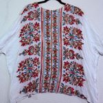 Umgee  USA Embroidered Tunic Top Women's M/L White Boho Floral Photo 3