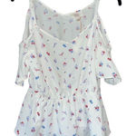 Hippie Rose  White Floral Cold Shoulder Peplum Top Summer Romantic‎ Blouse M A58 Photo 0