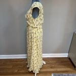 Max Studio New  Maxi Dress V-Neck Floral Yellow Ruffle Trim Med Cottage Core Photo 3