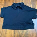 Zella Women’s Half Zip Navy Short Sleeve Collared Top Size Large Photo 0