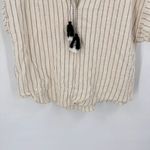 Joie ‎ Striped Top Gauzy Fringe Tie Peasant Boho SS Shirt Small White Black Photo 6