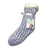 None Popcorn Knit Slipper Socks Size Small Medium pastel purple lavender white plush Photo 7
