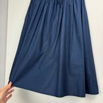 ZARA Corset Lace Up Waist Midi Skirt Sz Medium Navy Blue Poplin Cotton Photo 12