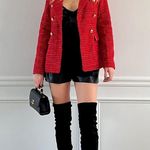 ZARA Red Tweed Blazer Photo 1