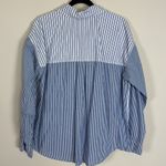 American Eagle Nautical Womens Blue Striped Collared Shirt Size Medium Photo 5