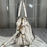 Michael Kors Julia Large Leather Satchel Cream Off White Gold Shoulder Bag Photo 2