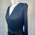 Aritzia Babaton Draped Dress Ruched Faux Wrap Long Sleeve Black Size Small Photo 6